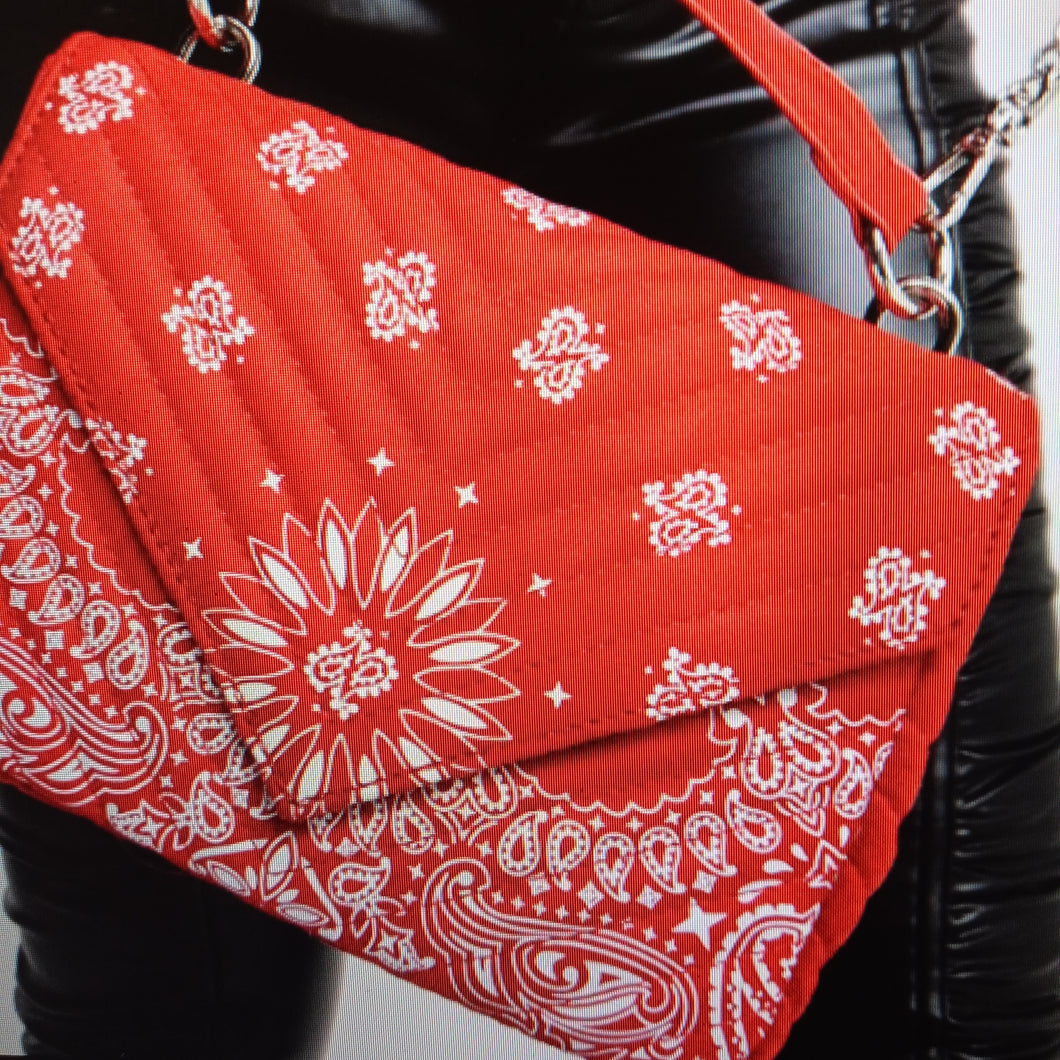 Red paisley print purse